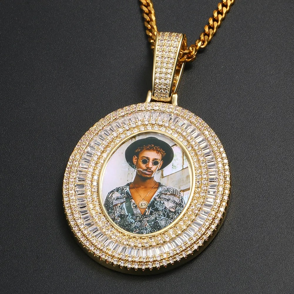 Custom Picture Necklace-18k gold medallion necklace-Cubic Zirconia Necklace