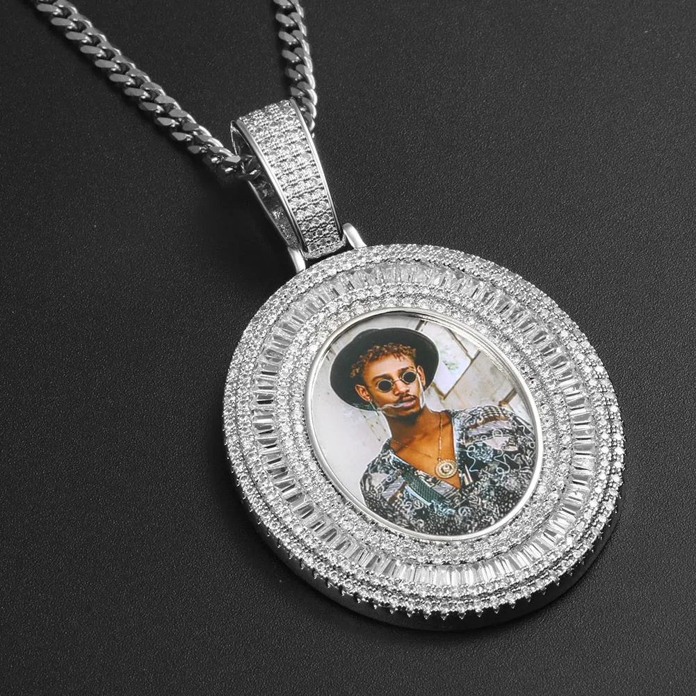 Custom Picture Necklace-18k gold medallion necklace-Cubic Zirconia Necklace