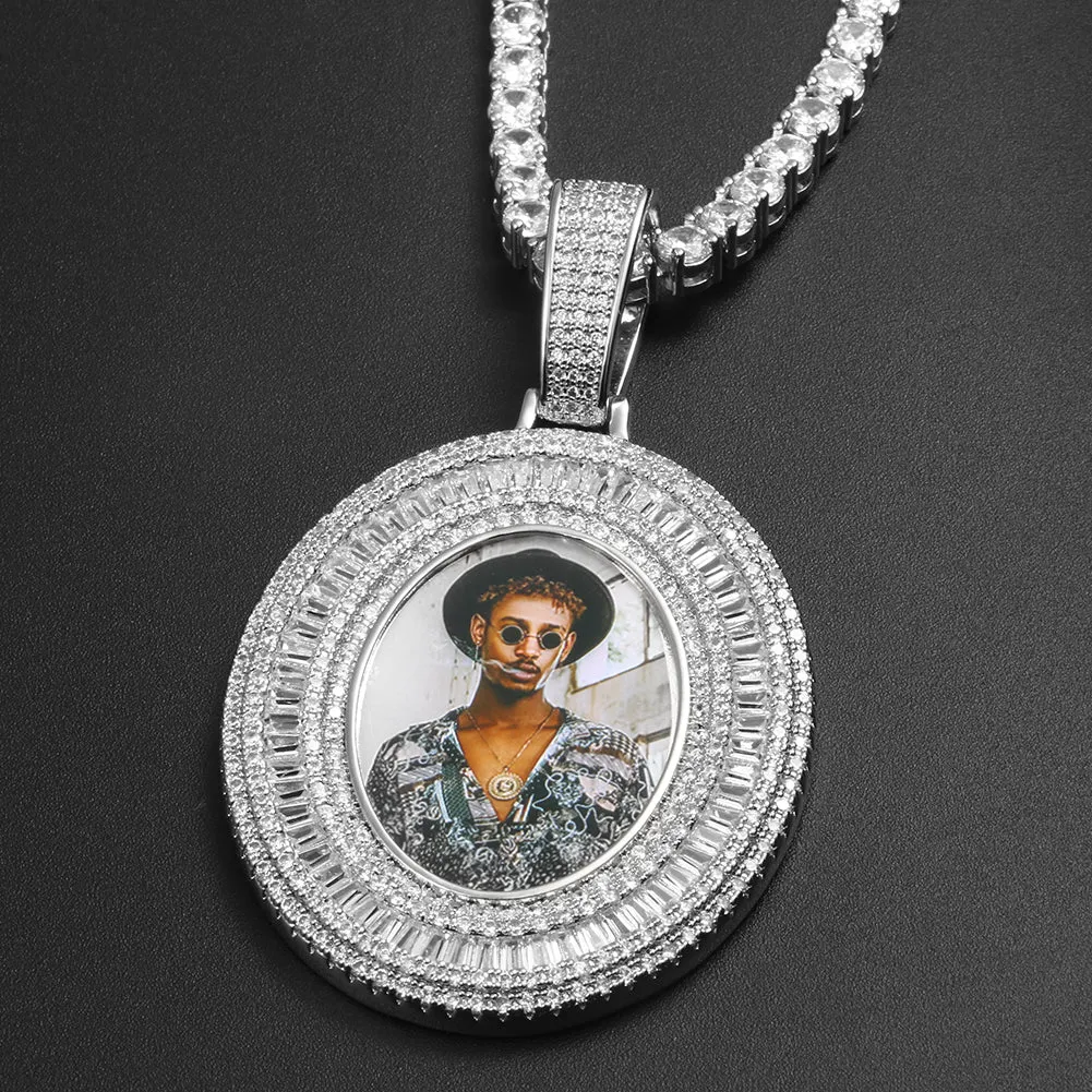 Custom Picture Necklace-18k gold medallion necklace-Cubic Zirconia Necklace