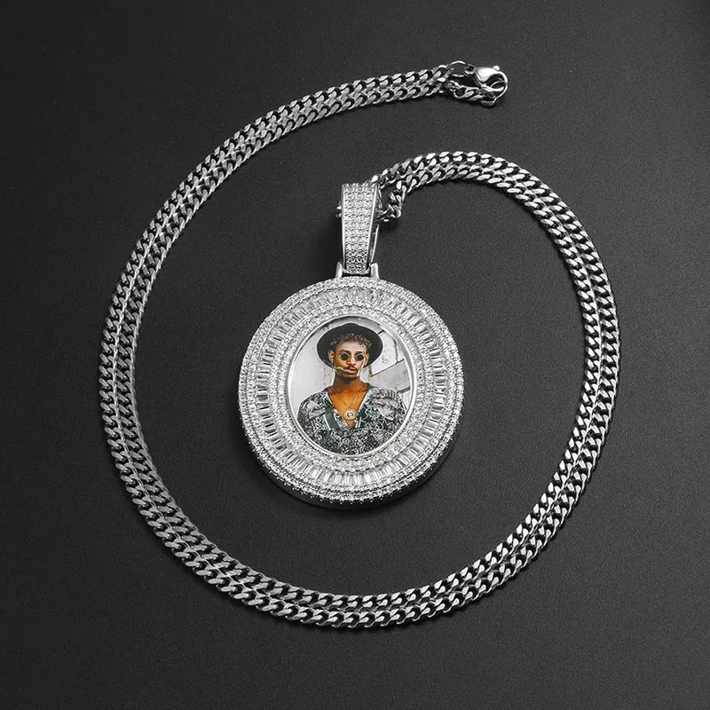 Custom Picture Necklace-18k gold medallion necklace-Cubic Zirconia Necklace