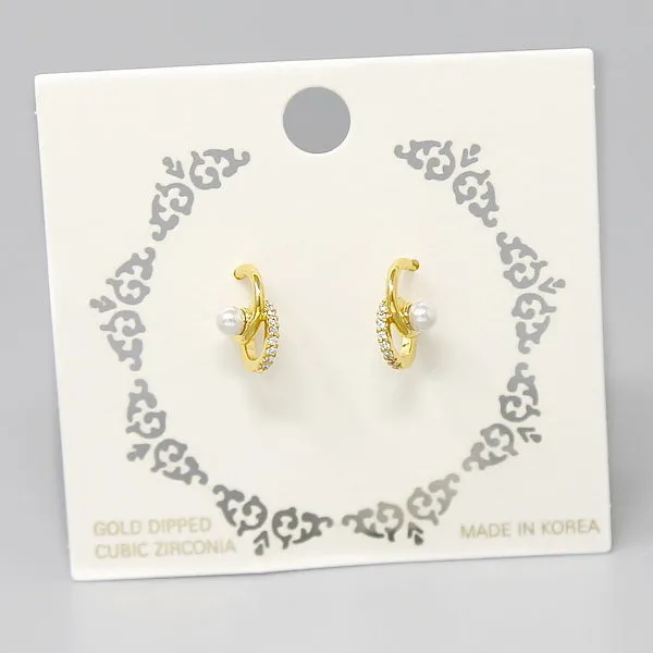 CZ Pave Linked Circle Gold Dipped Drop Earrings