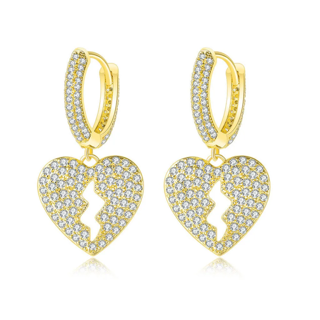 Dangle Heart One-Touch Huggie Hoop Earrings