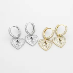 Dangle Heart One-Touch Huggie Hoop Earrings