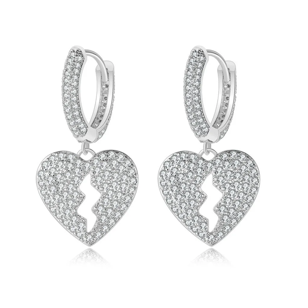 Dangle Heart One-Touch Huggie Hoop Earrings