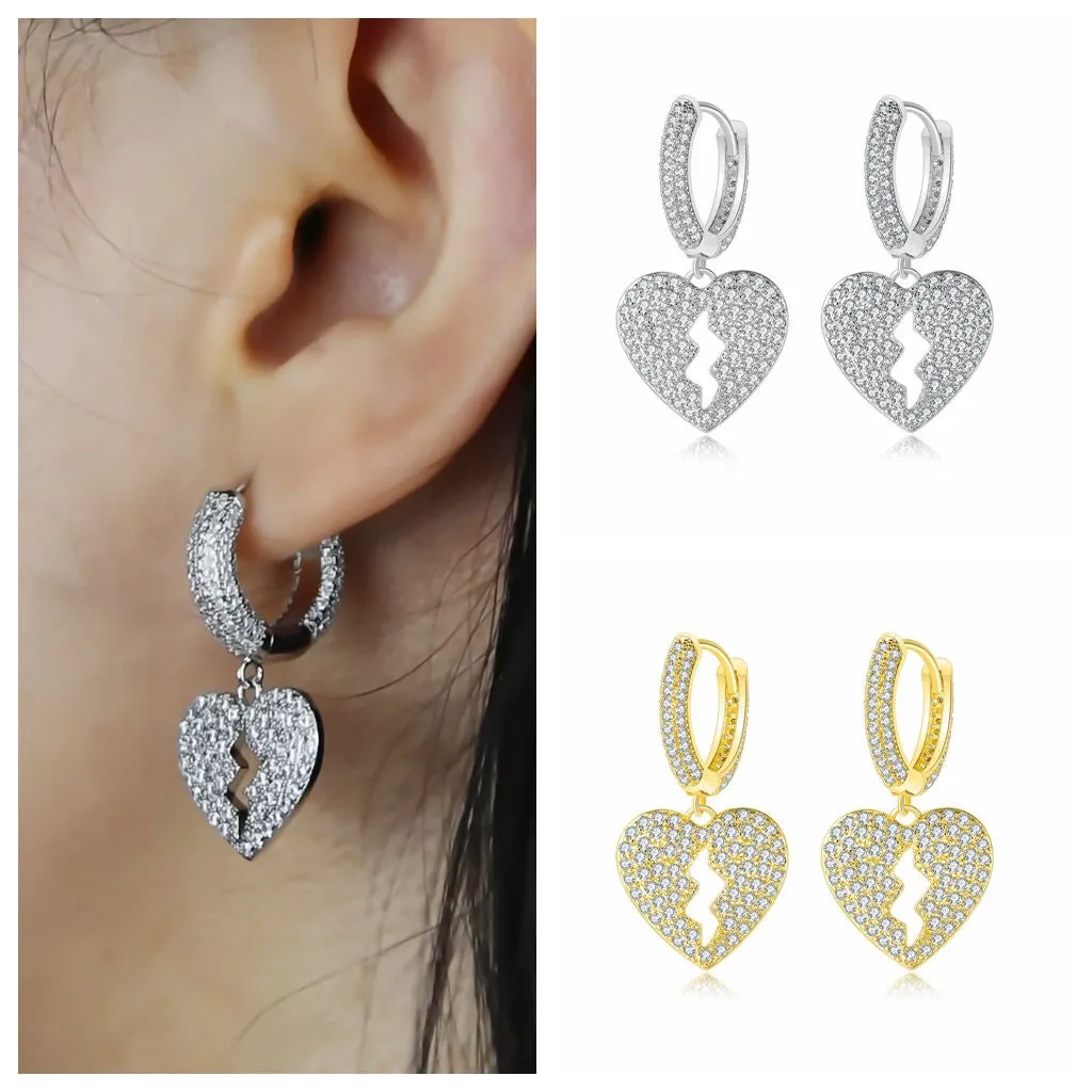 Dangle Heart One-Touch Huggie Hoop Earrings