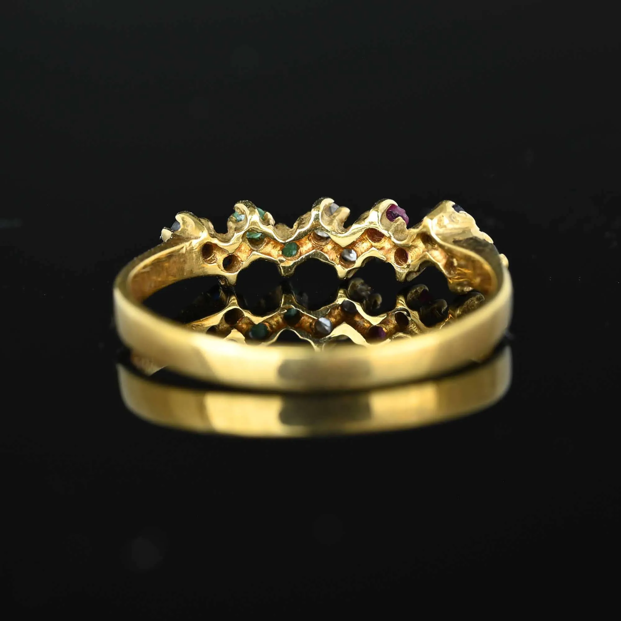 Diamond Sapphire Ruby Emerald Ring in 18K Gold