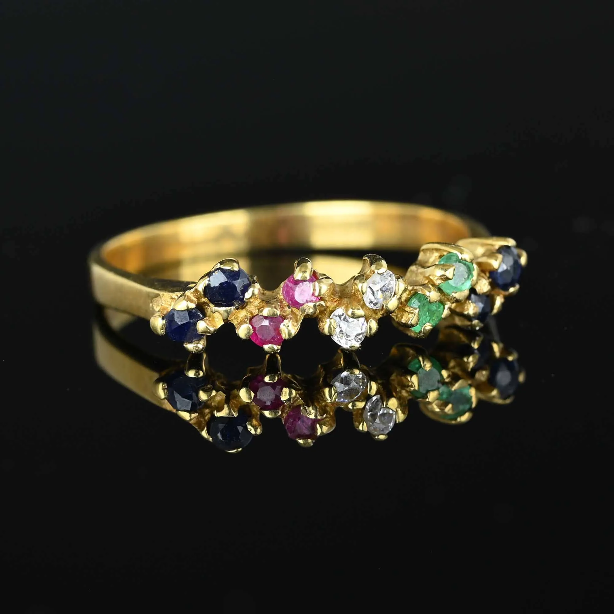 Diamond Sapphire Ruby Emerald Ring in 18K Gold