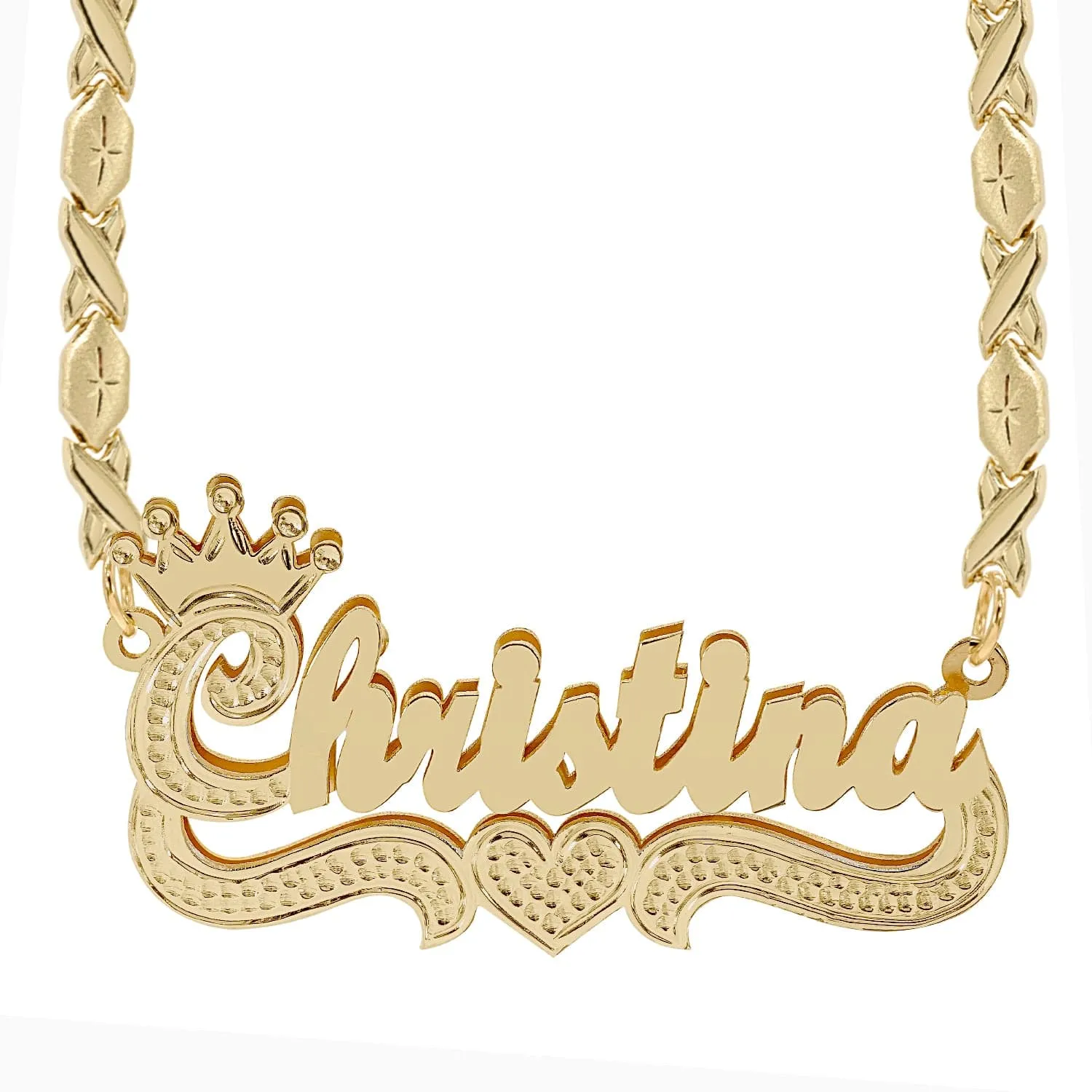 Double Plated Name Necklace Christina with Xoxo chain