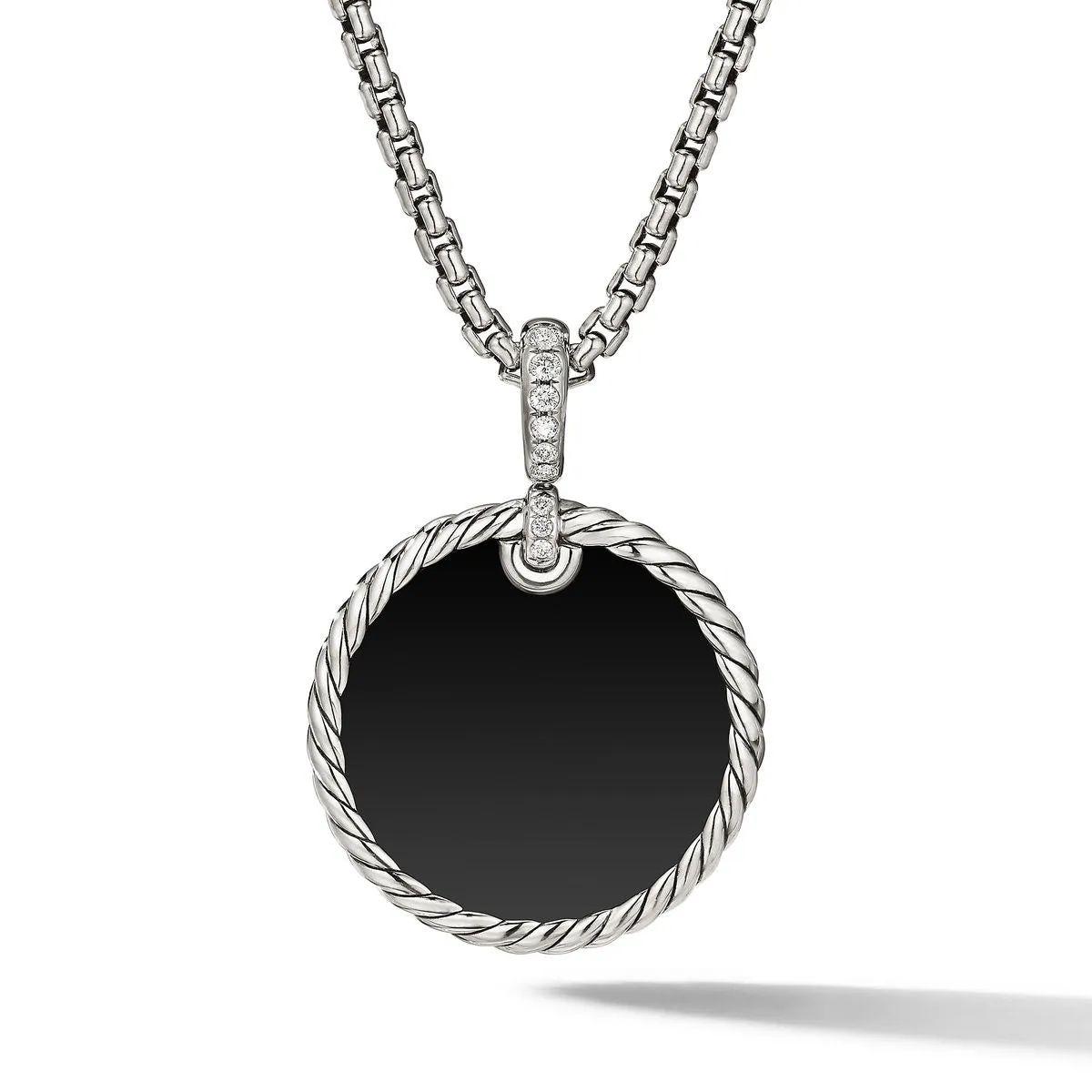 DY Elements Reversible Disc Pendant with Black Onyx and Mother of Pearl and Pave Diamonds