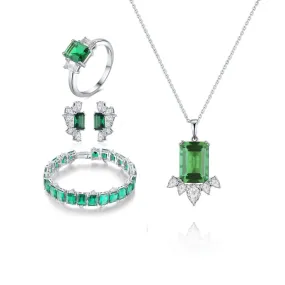 Emerald Cubic Zirconia Diamond The Earth Jewelry Set collection Designed by Tanin