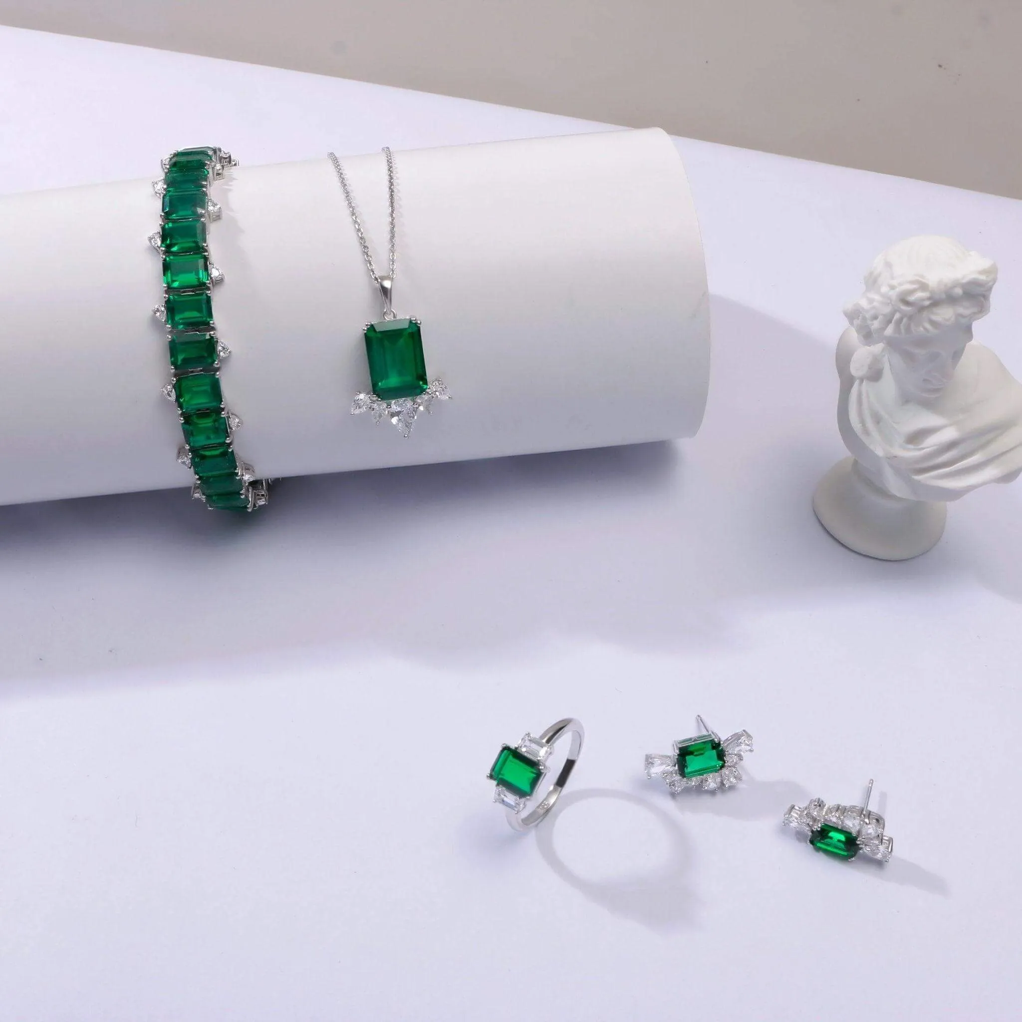 Emerald Cubic Zirconia Diamond The Earth Jewelry Set collection Designed by Tanin