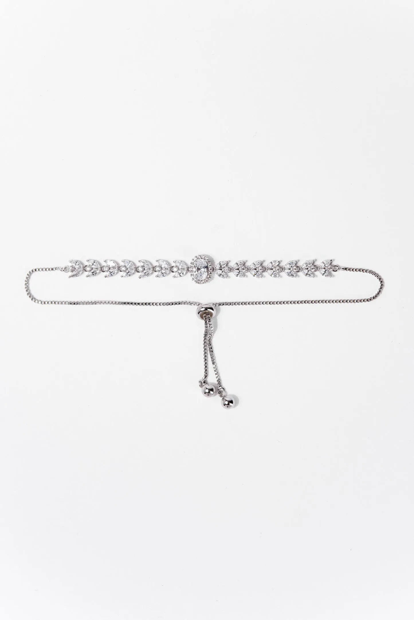 Emma Vine Solitaire Adjustable Bracelet - Silver