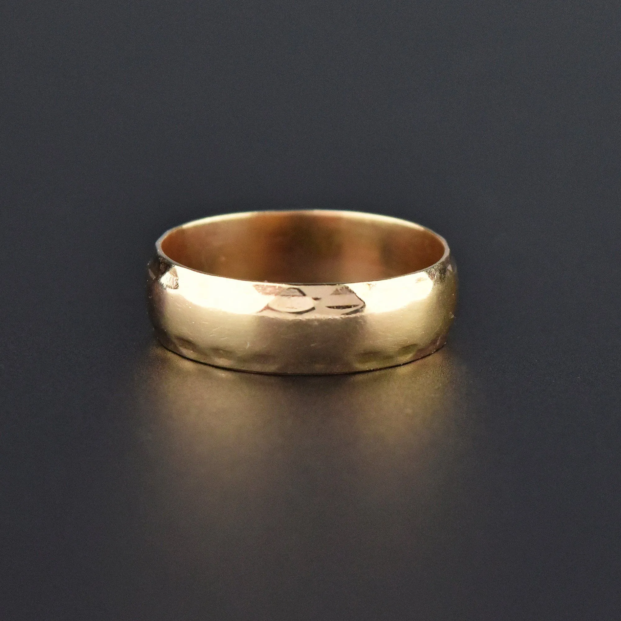 Estate Wide Vintage Gold Wedding Band Ring, Sz 7