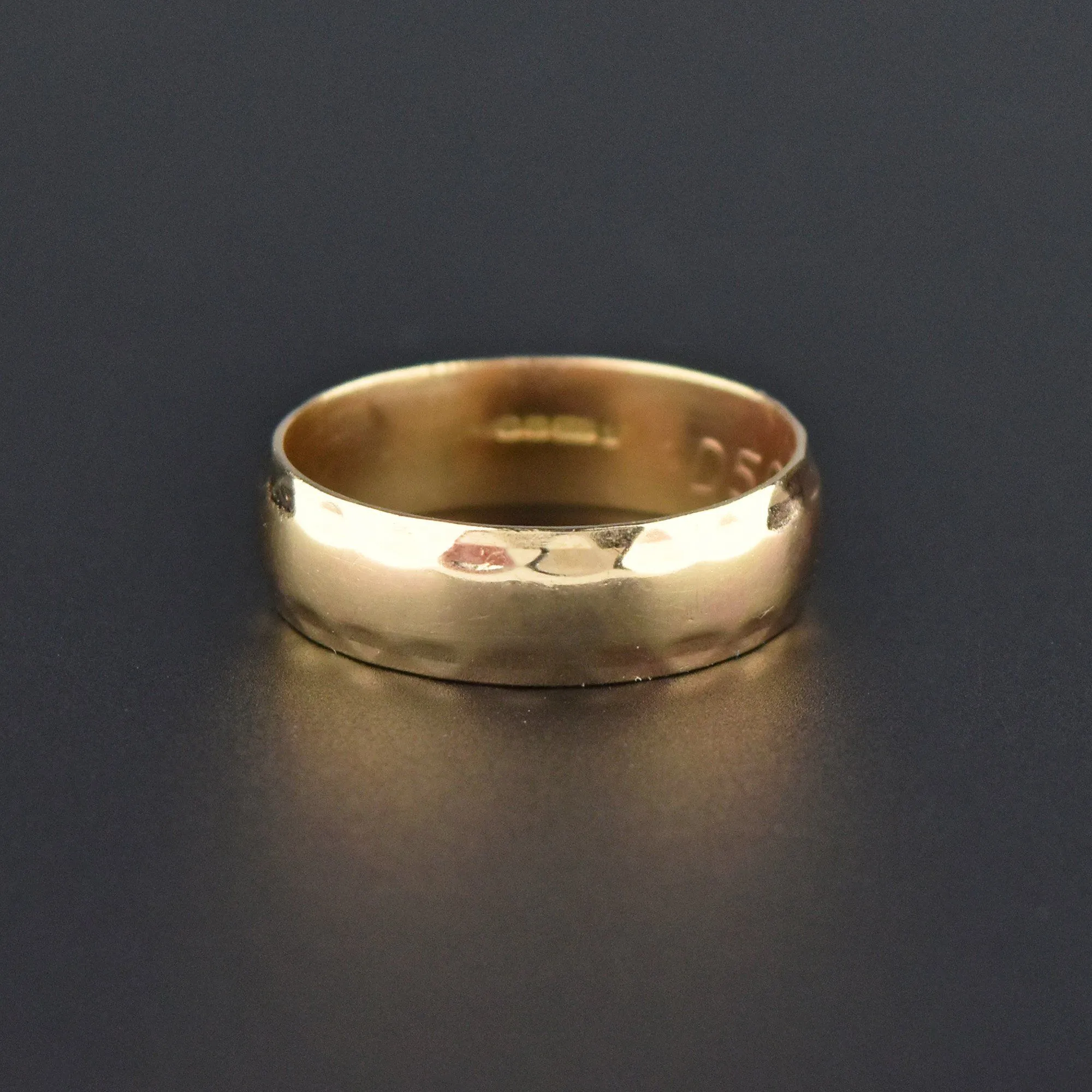 Estate Wide Vintage Gold Wedding Band Ring, Sz 7