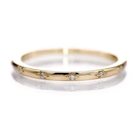 Estrella Band - Narrow Star Set Diamond Eternity Stacking Wedding or Anniversary Ring