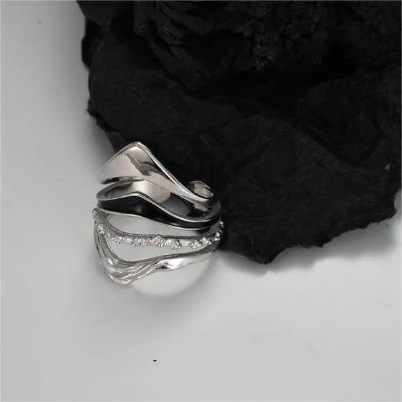 Exaggerated Sterling Silver Enamel Plain Ring