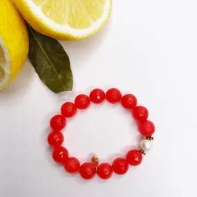 Fire Jade with Freshwater Pearl