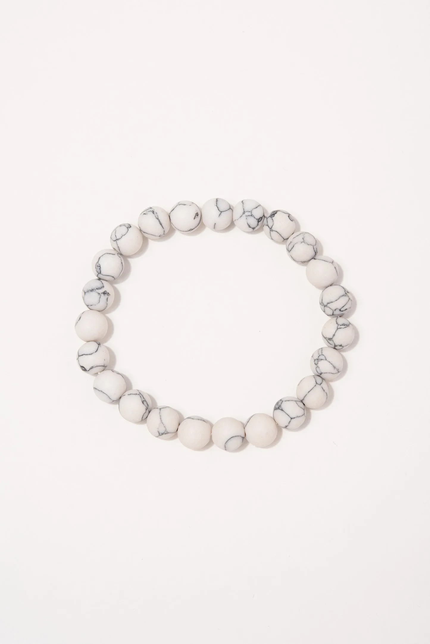 Frances 8MM Stone Beaded Stretch Bracelet - White