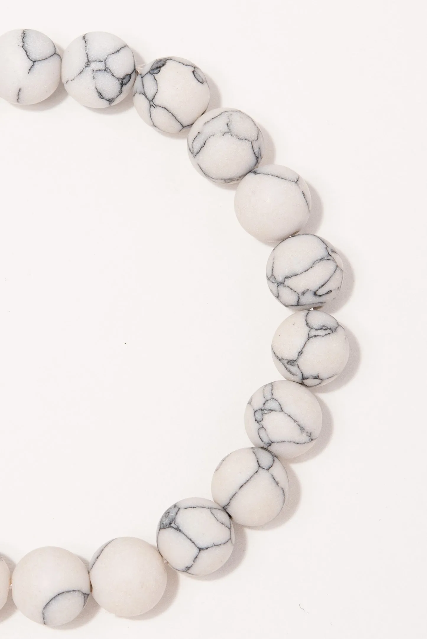 Frances 8MM Stone Beaded Stretch Bracelet - White