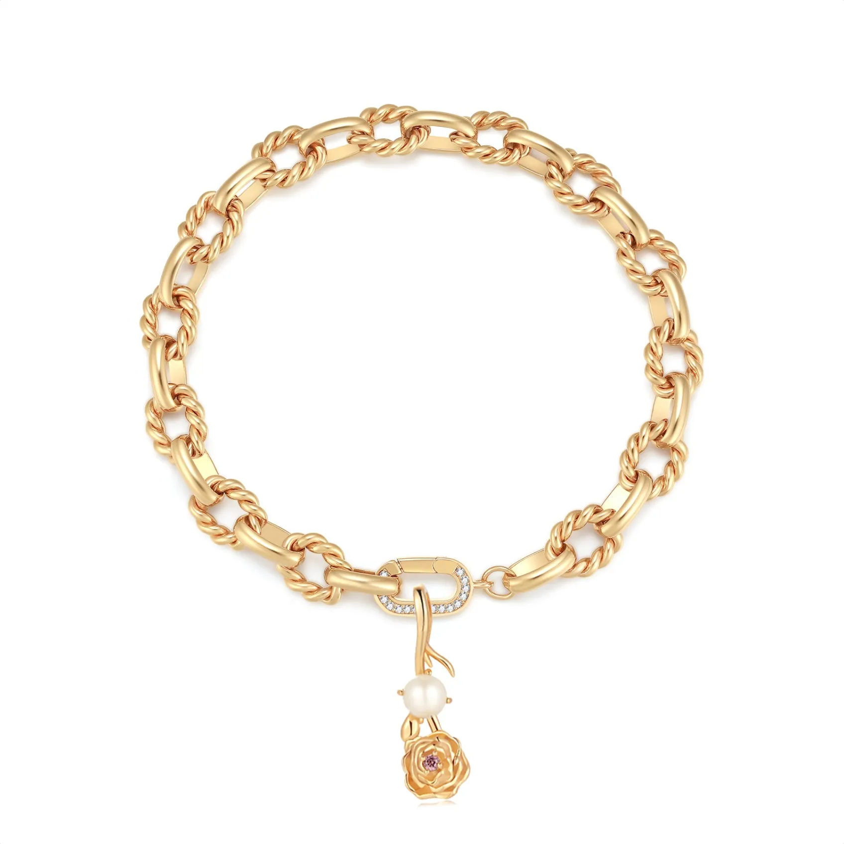 Freshwater Pearl Gold Carnation Choker/Double Bracelet