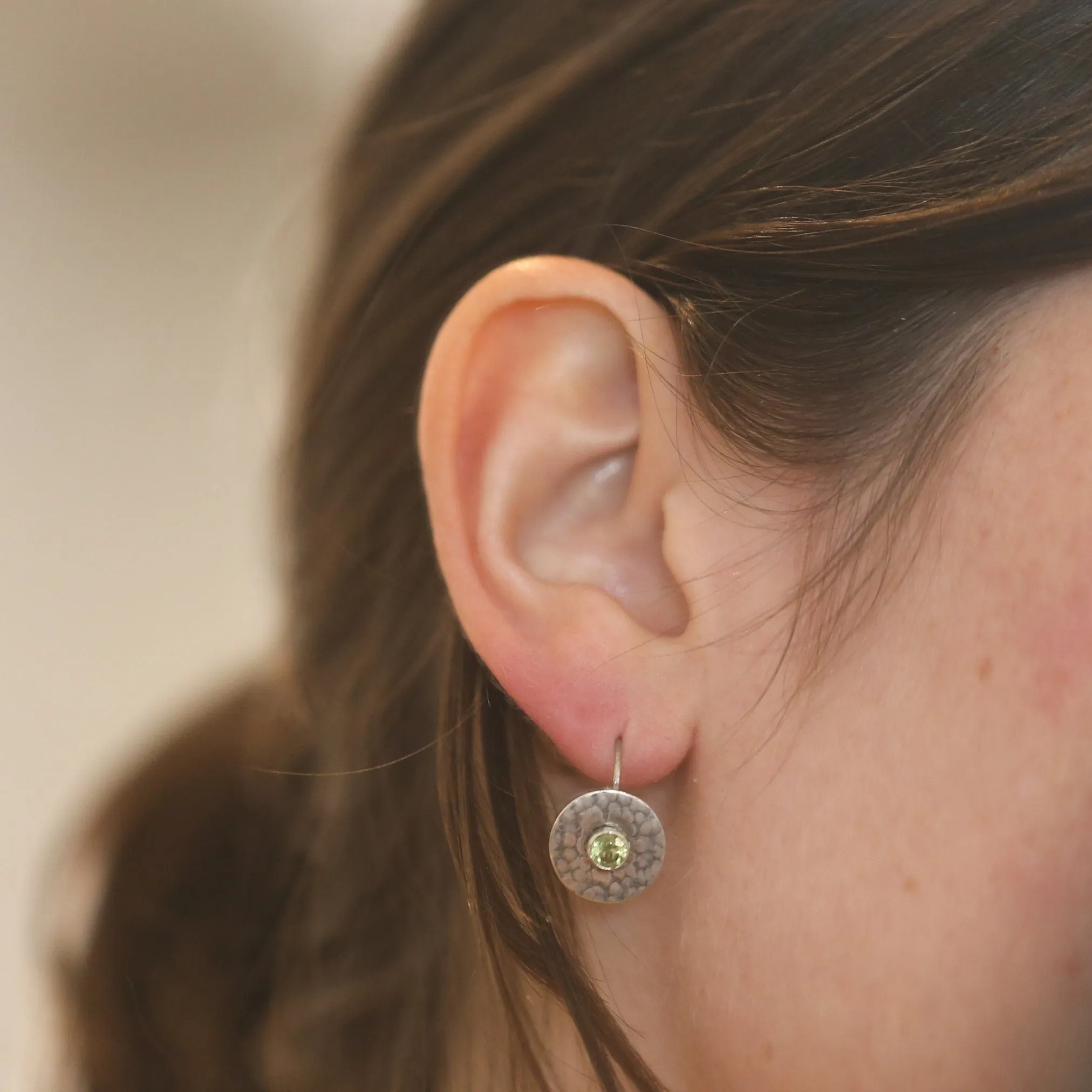 Garnet Drop Earrings - Garnet Earrings - Silversmith - Hammered Garnet Drops