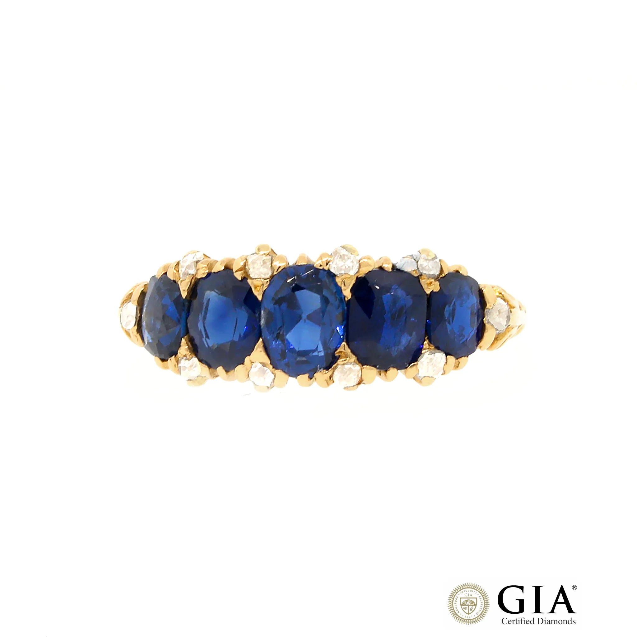 GIA Certified No-Heat Sapphire and Diamond Ring