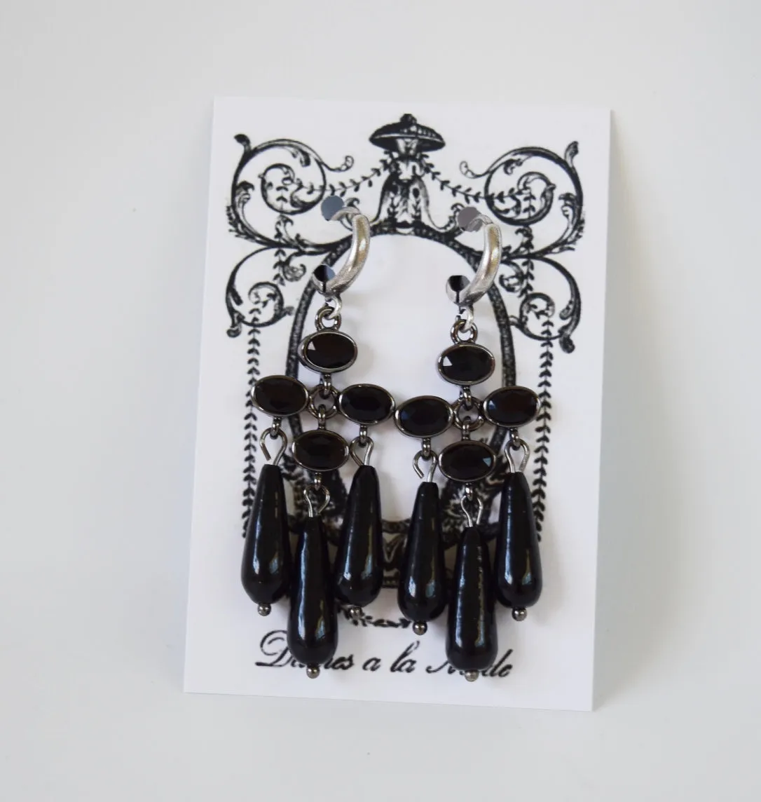 Girandole Earrings - Jet Black