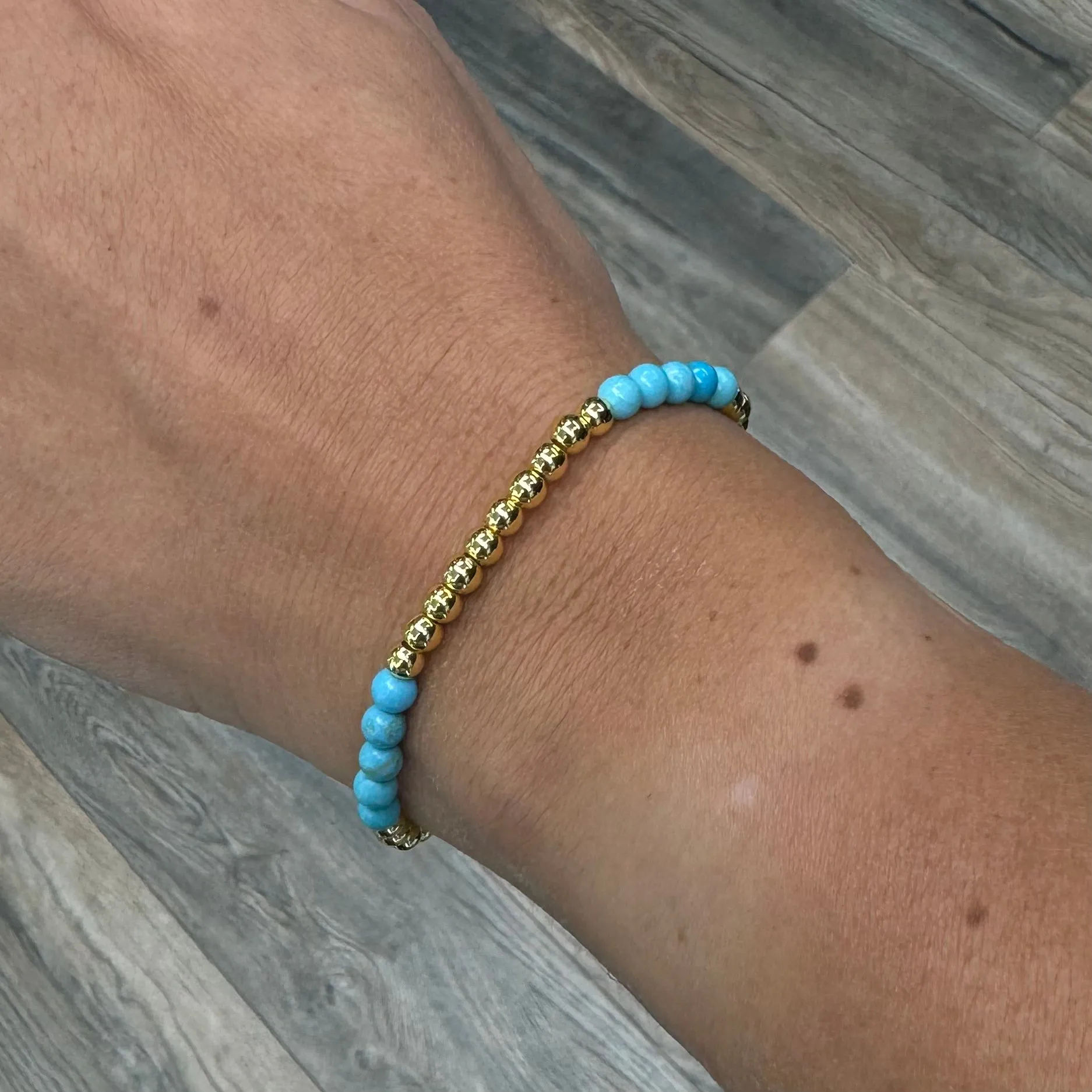 Gold Filled Turquoise Alternating Ball Bracelet