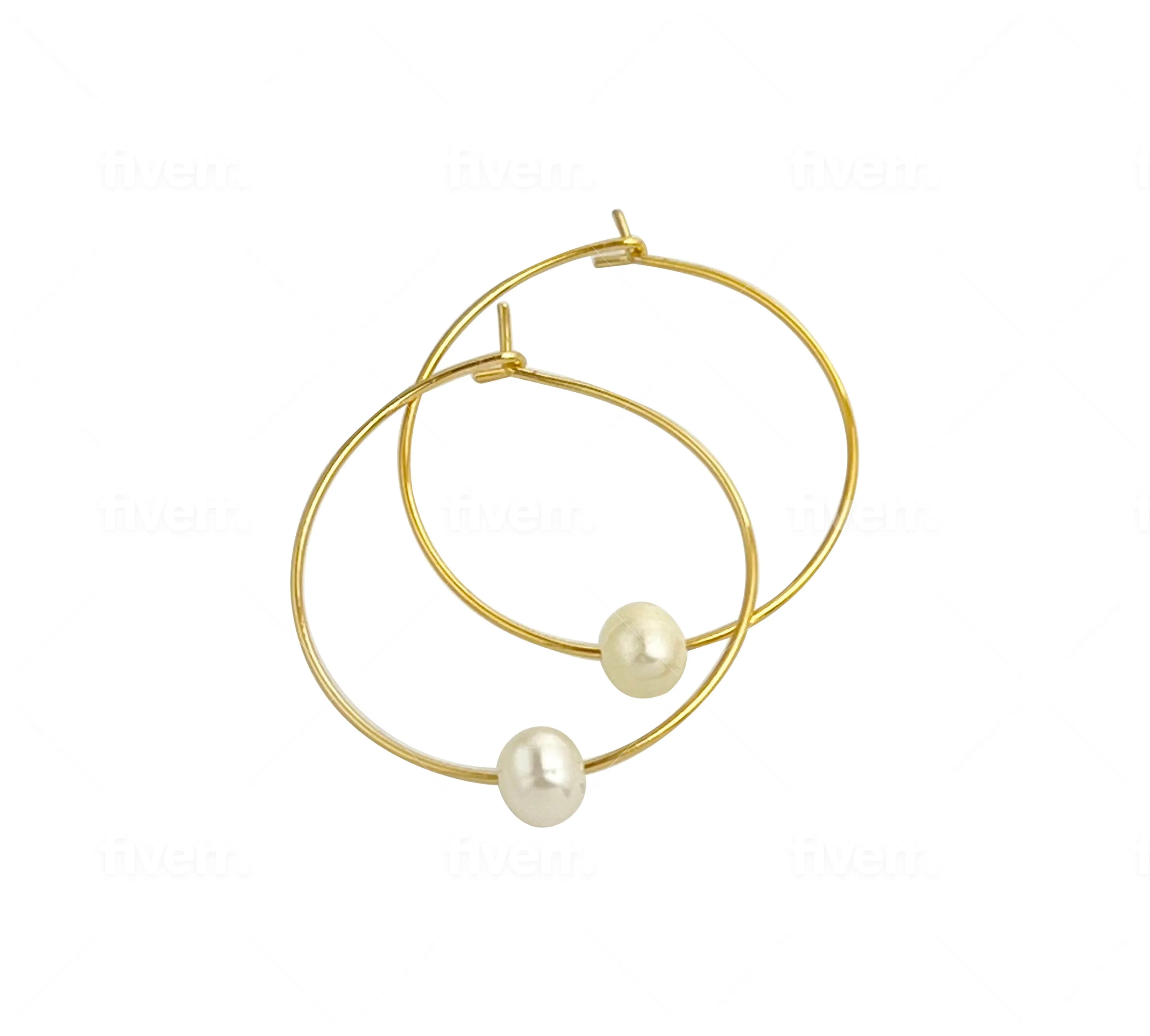 Gold Pearl Hoop Earrings