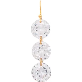 Gold Triple CZ Crystal Drop Earrings