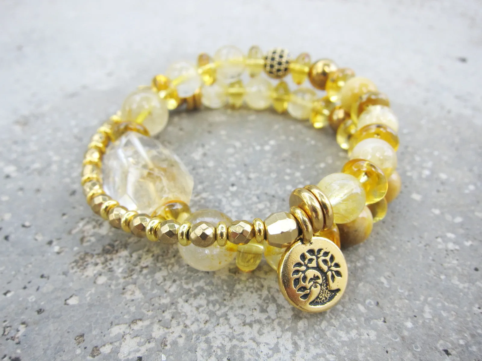 Golden Citrine Quartz - Inner Glow Mala Bracelet