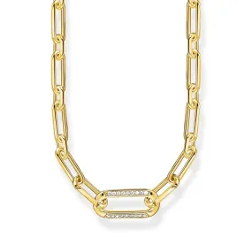 Golden Link necklace with anchor element and zirconia