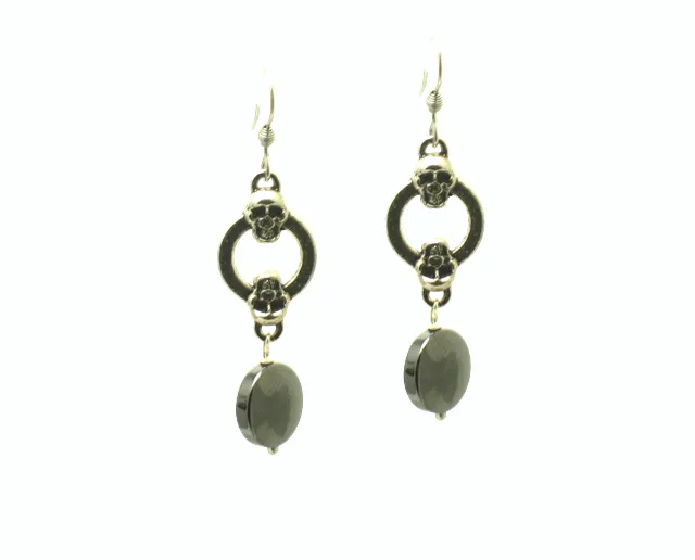 Gothic Black Silver Halloween Skull Earrings | A Spooky and Stylish Way to Add a Touch of Goth to Your Outfit