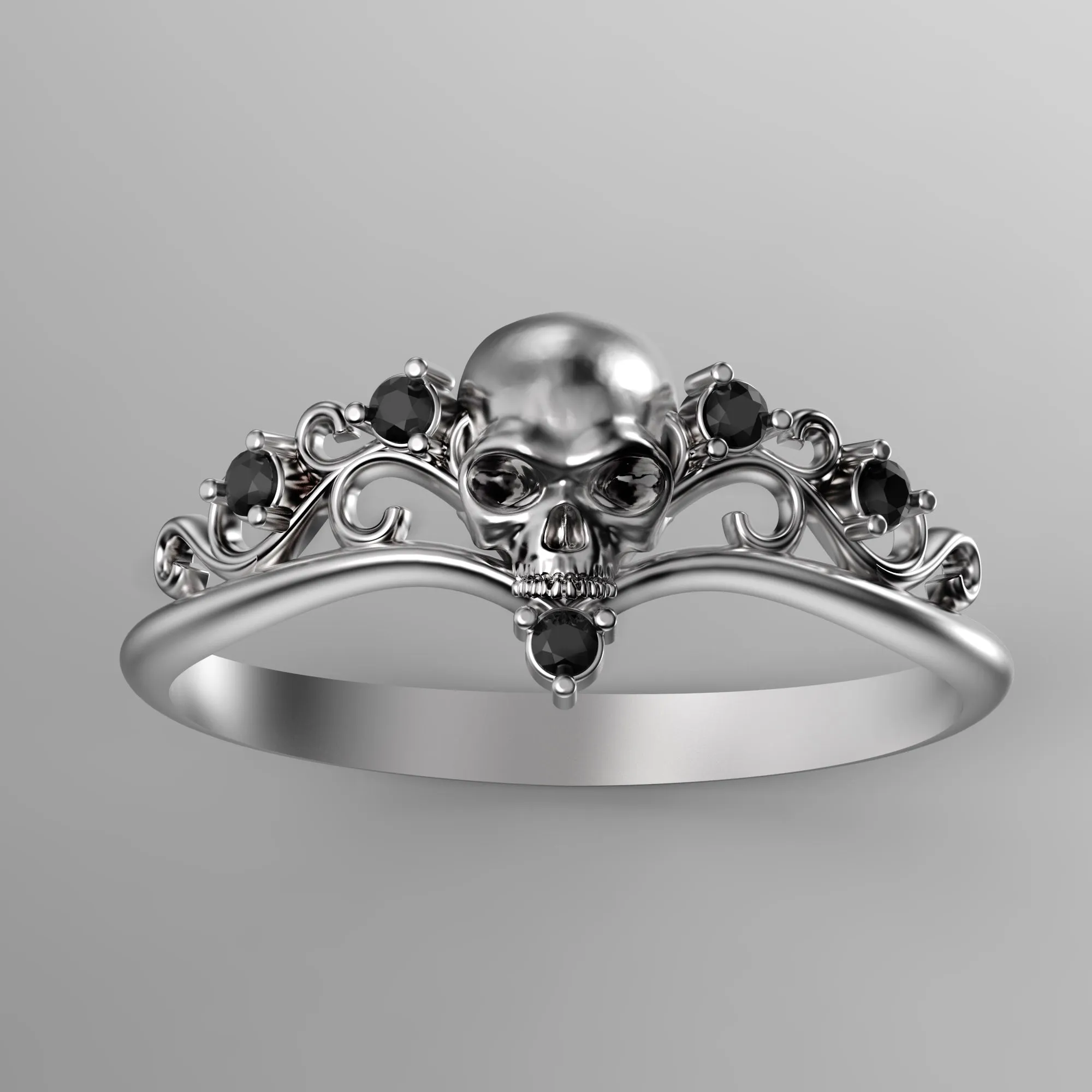 Gothic Skull Engagement Ring, Skull Wedding ring, Skeleton Simple Sterling Silver Ring