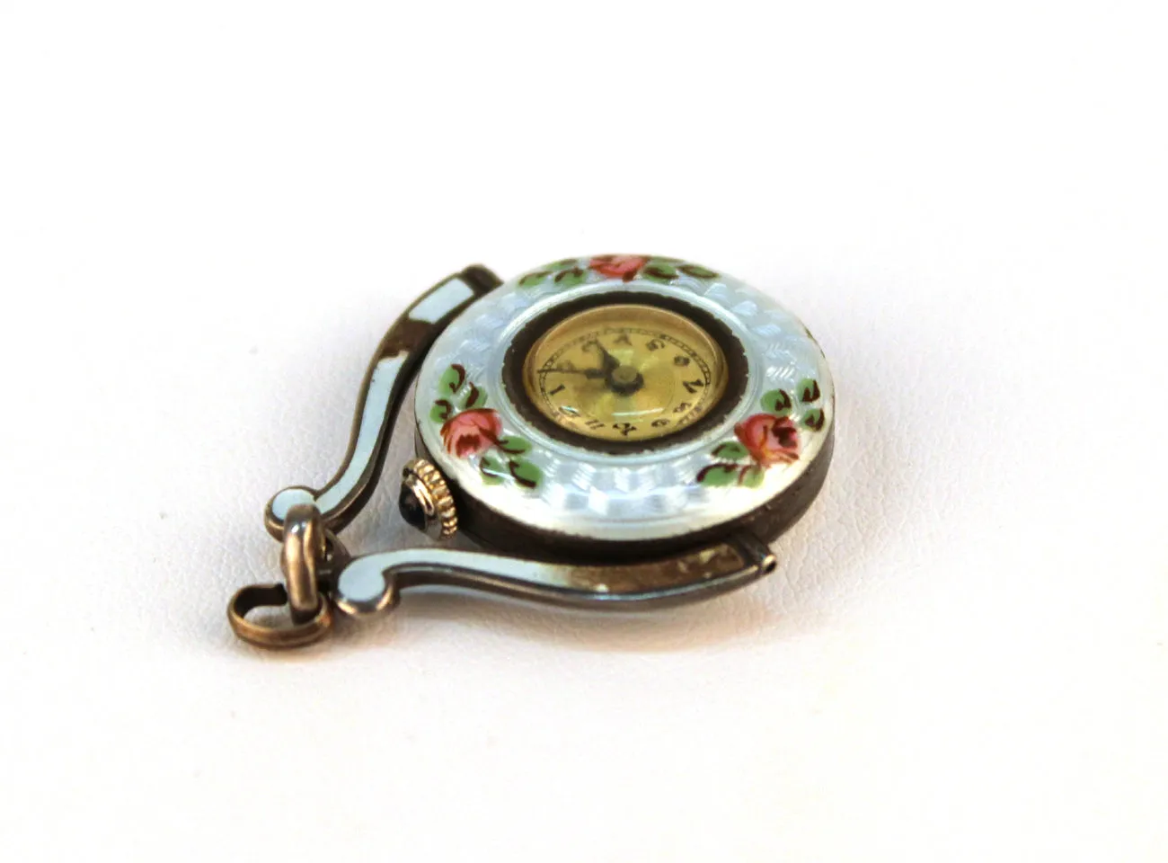 Guilloche and Enamel Watch Pendant