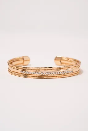 Haillee Rhinestone Cuff Bracelet - Gold