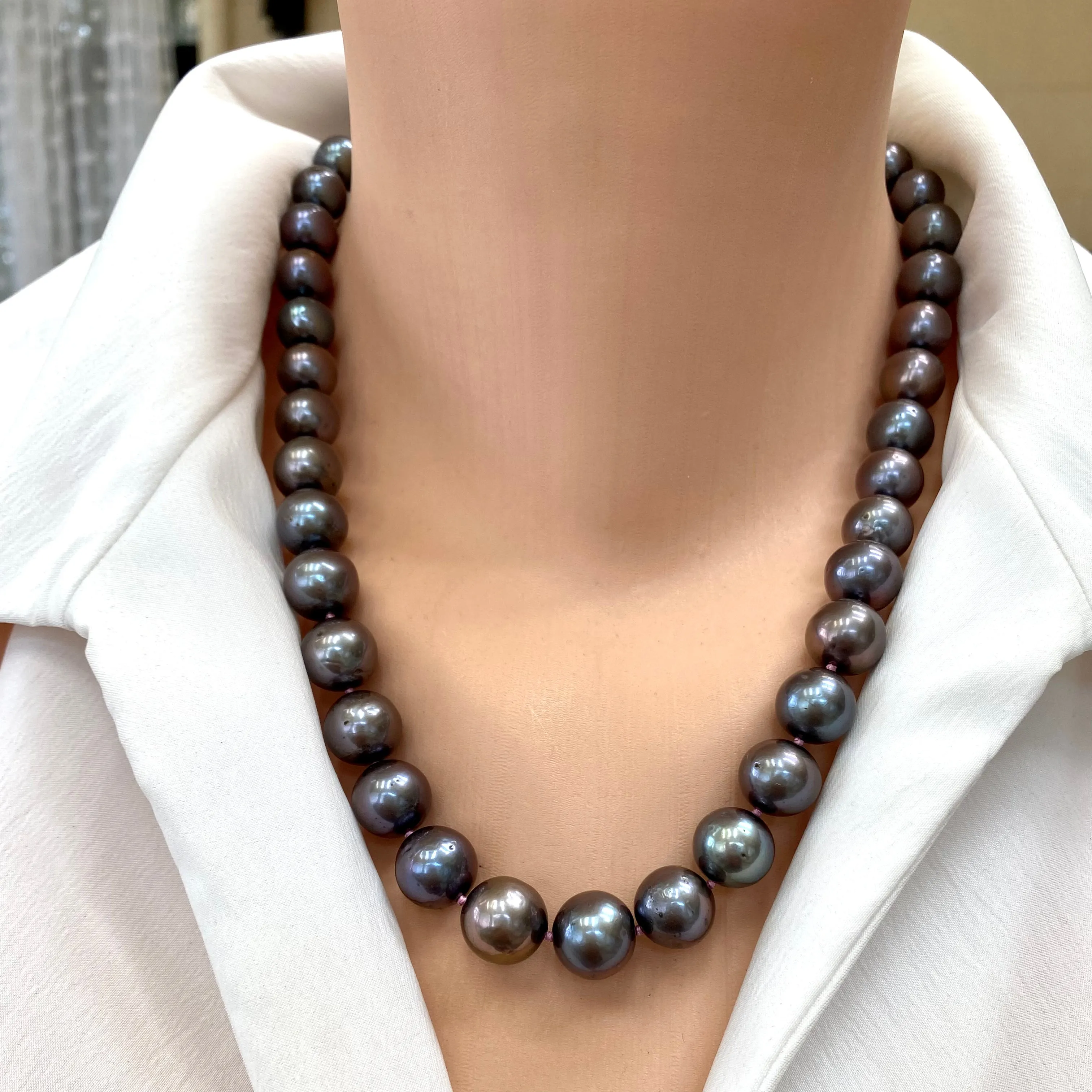 Hand knotted Chunky Fresh Water Black Pearls Necklace, Sterling Silver Box Clasp, 18or 20inches