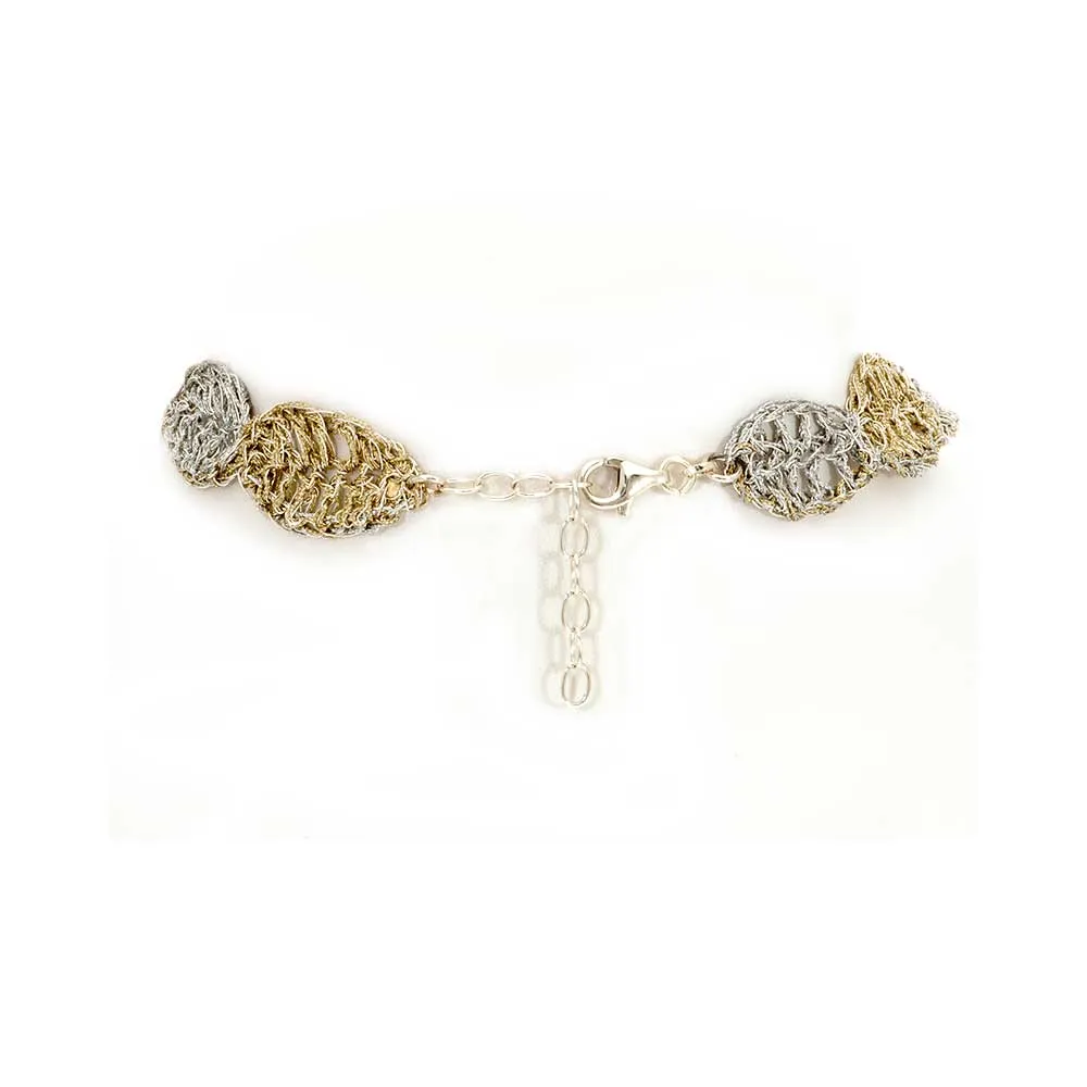 Handmade Gold & Silver Plated Crochet Choker Necklace with Pearls