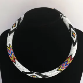 Handmade Unique Design Maasai Beaded White Necklace