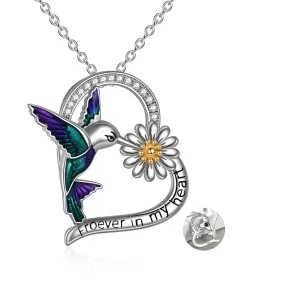 Hummingbird Urn Necklace for Ashes for Women Sterling Silver Bird Pendant Cremation Ashes Necklace Jewelry for Human Pets