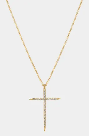 IN THE AIR PAVE CZ CROSS PENDANT NECKLACE