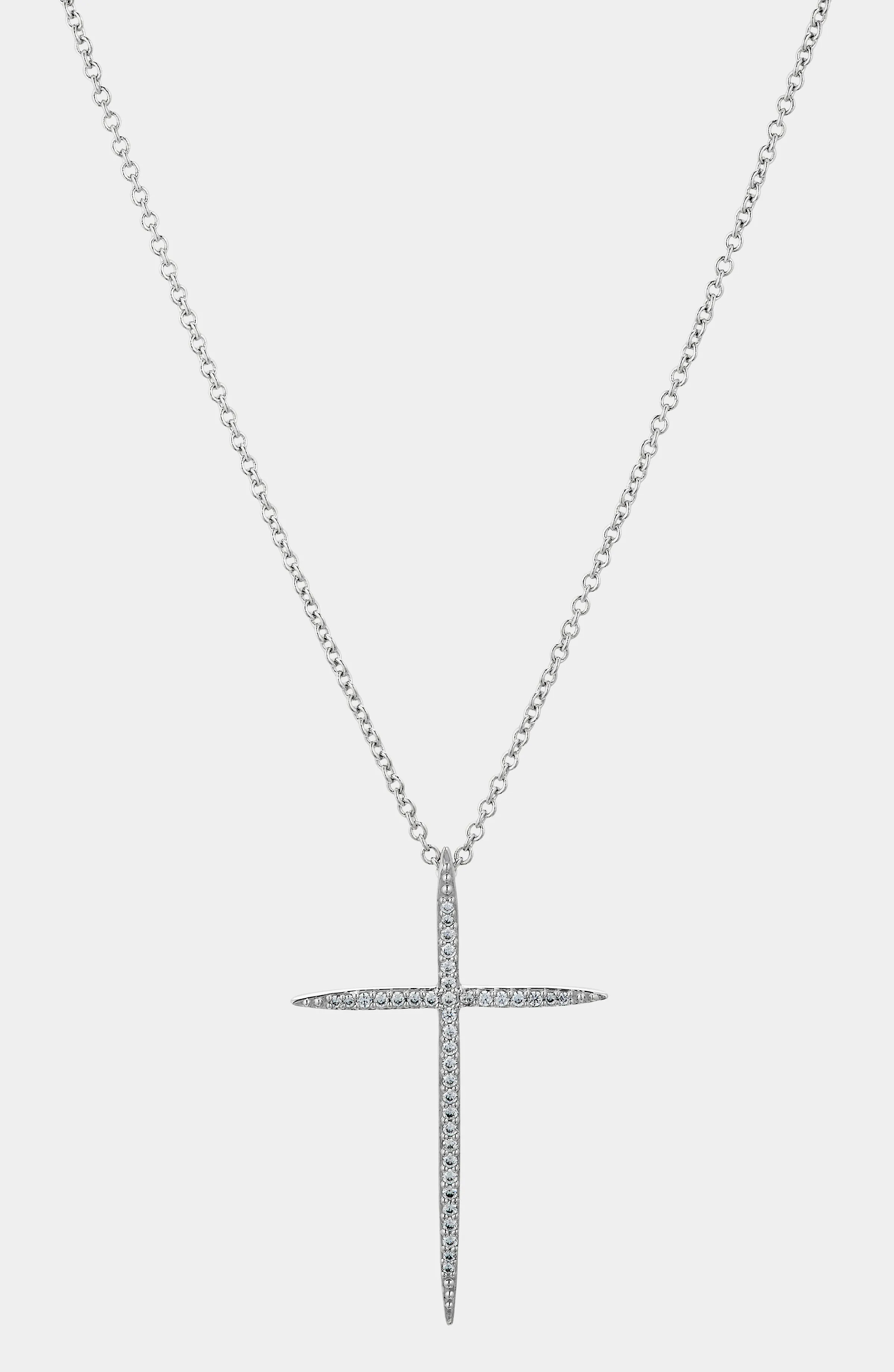 IN THE AIR PAVE CZ CROSS PENDANT NECKLACE