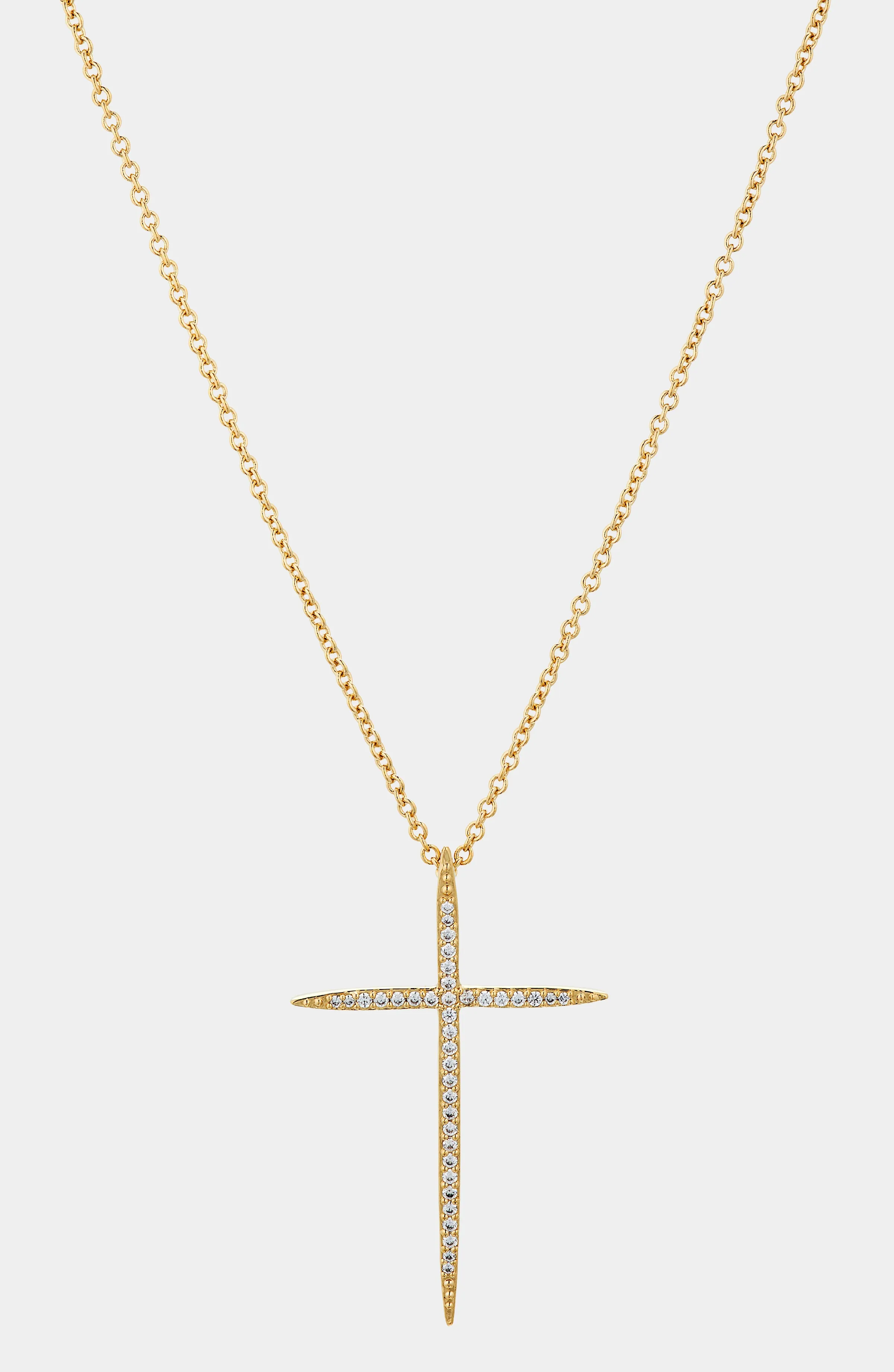 IN THE AIR PAVE CZ CROSS PENDANT NECKLACE