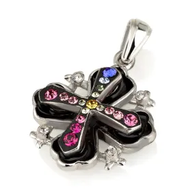 Jerusalem Cross Pendant With Swarovski Colored Gemstones