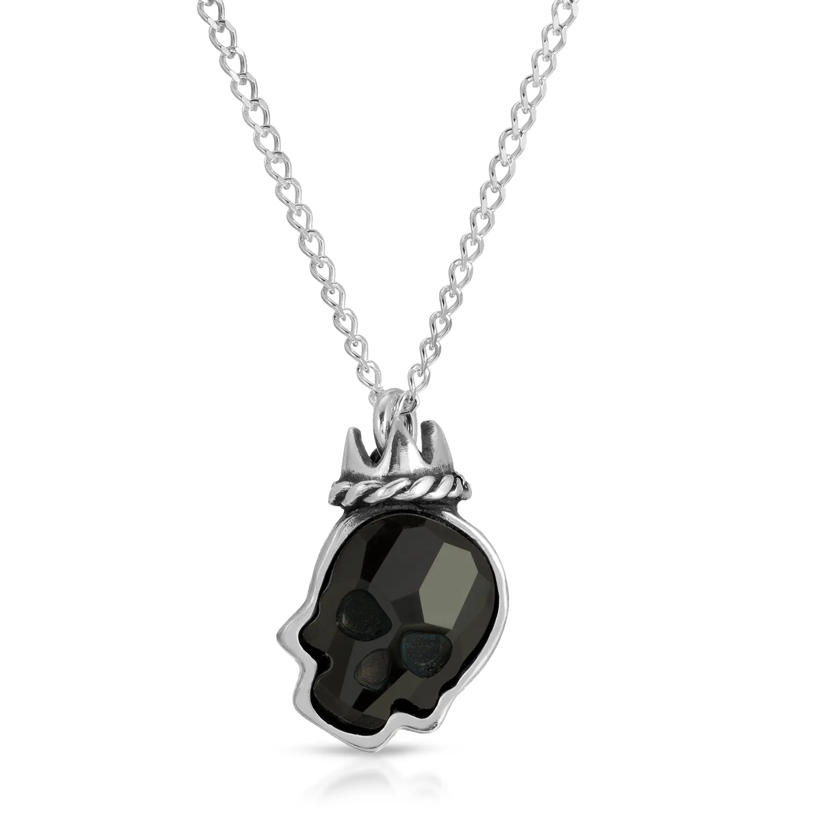 Jet Crown Skull Necklace