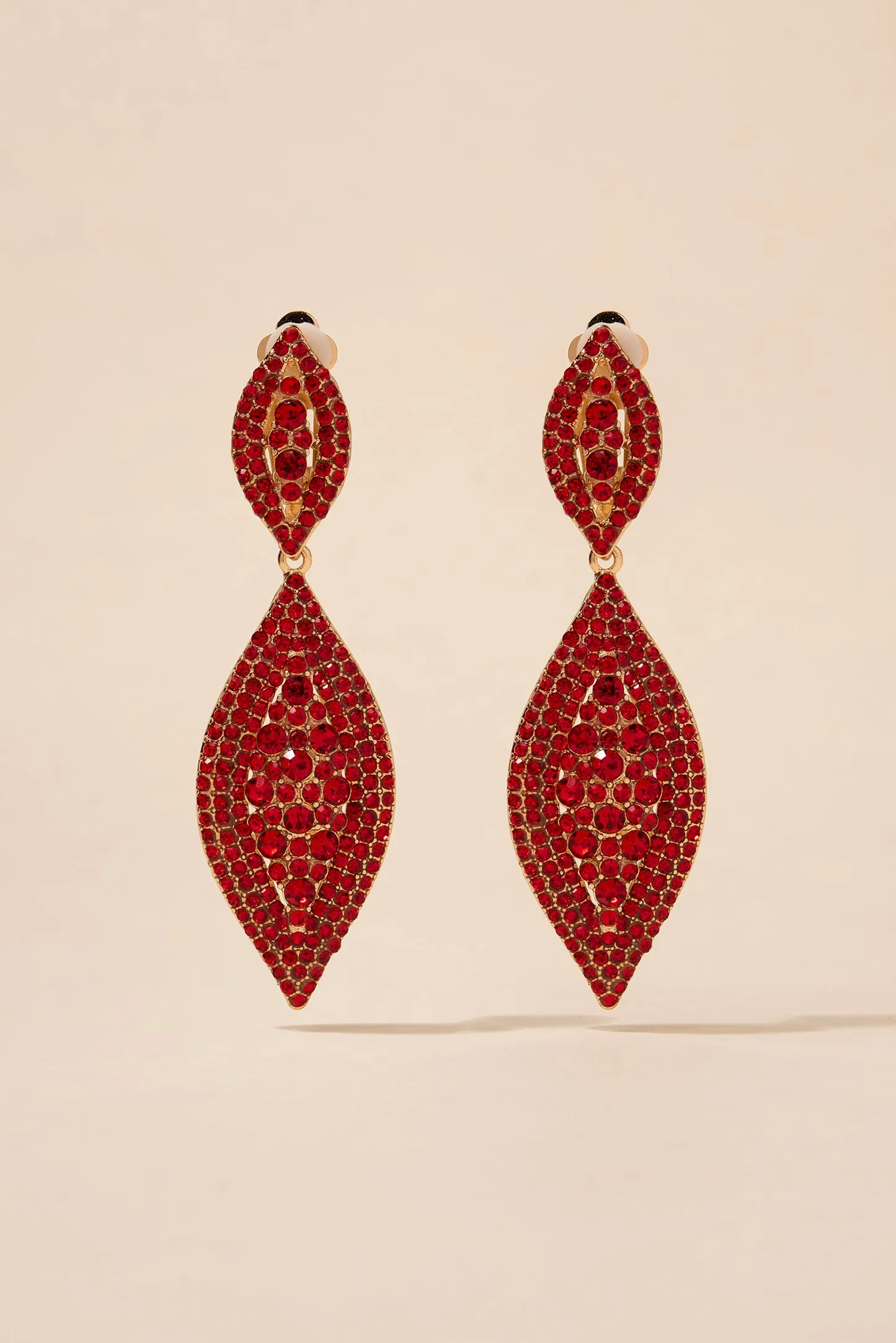 Juliette Teardrop Rhinestone Clip-On Earrings