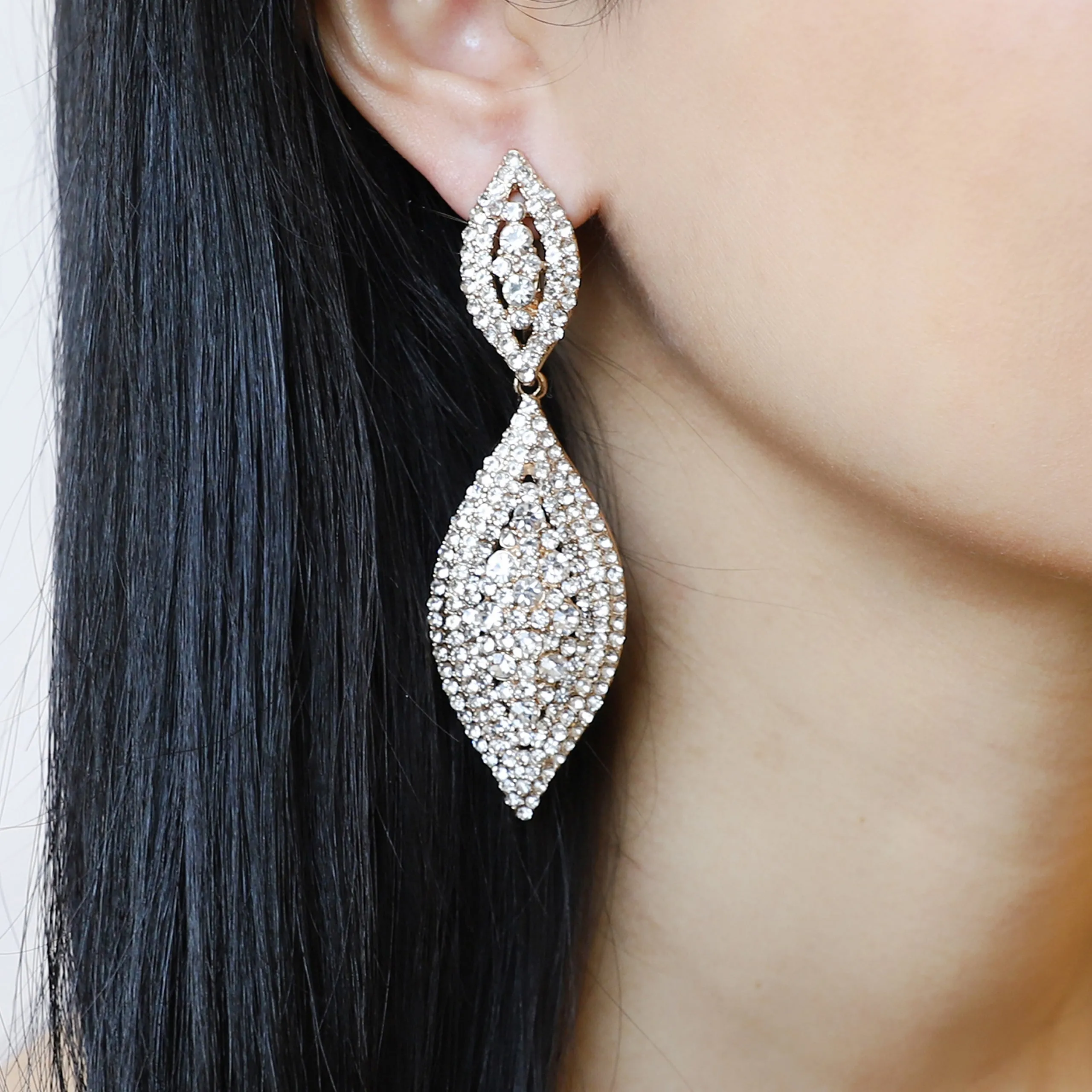 Juliette Teardrop Rhinestone Clip-On Earrings