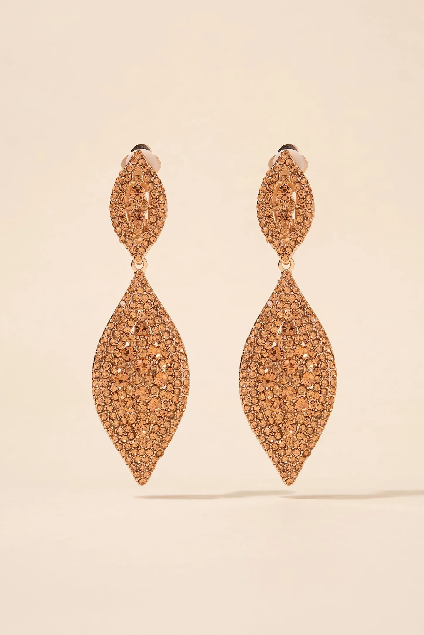 Juliette Teardrop Rhinestone Clip-On Earrings