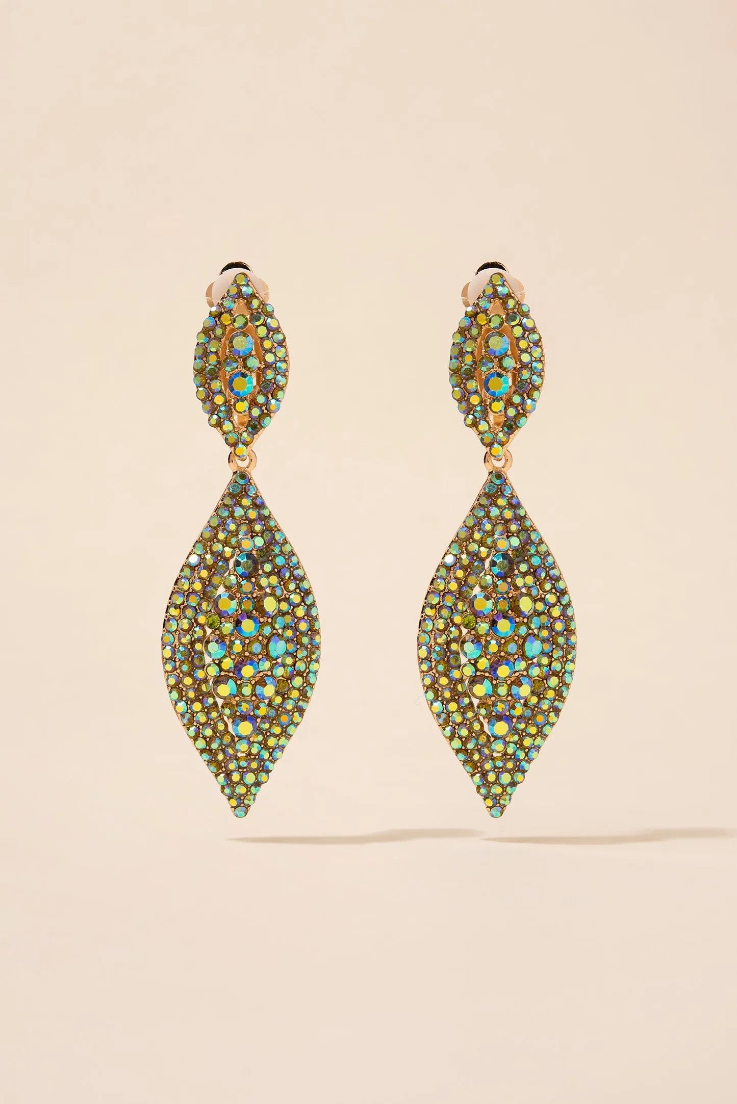 Juliette Teardrop Rhinestone Clip-On Earrings