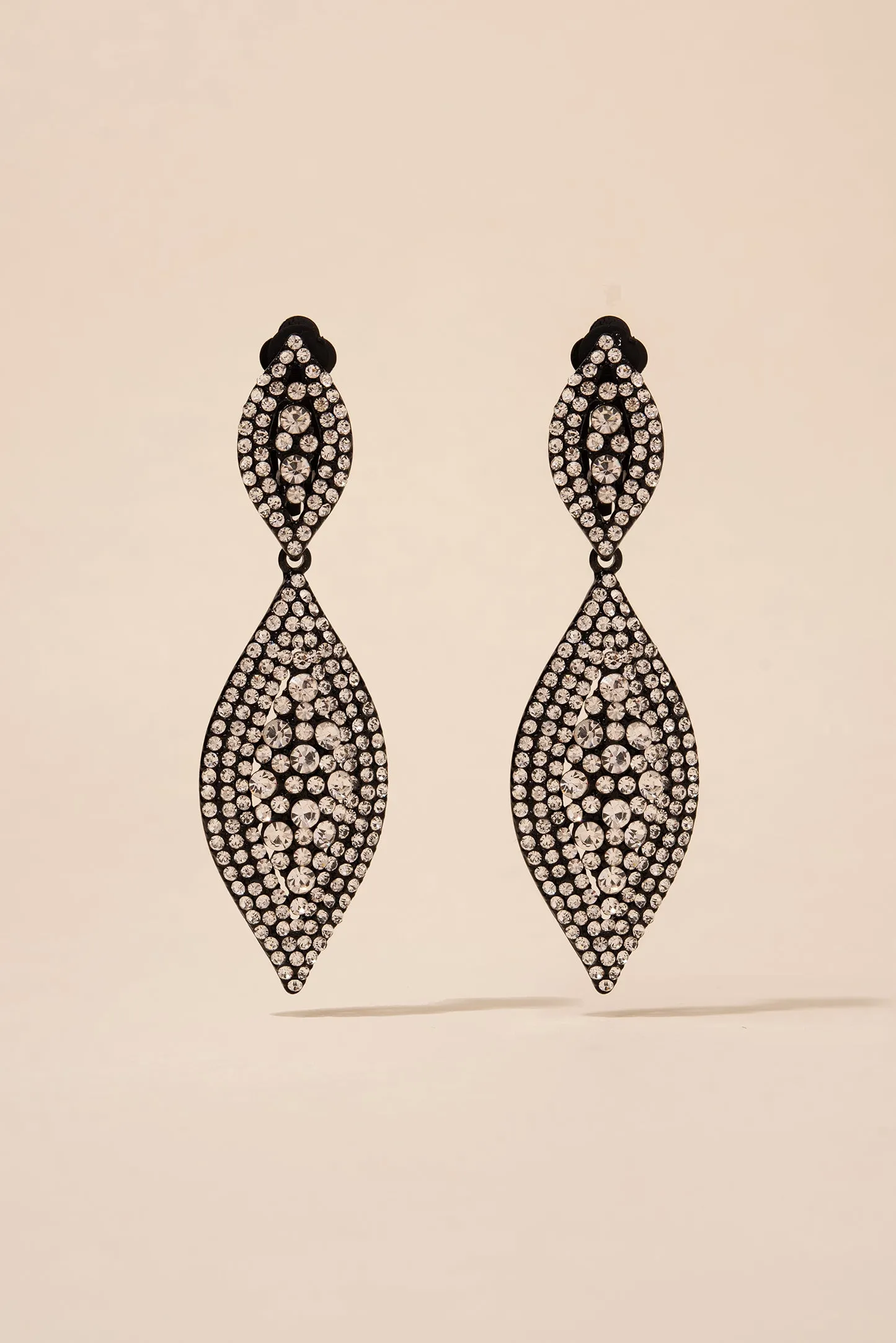 Juliette Teardrop Rhinestone Clip-On Earrings